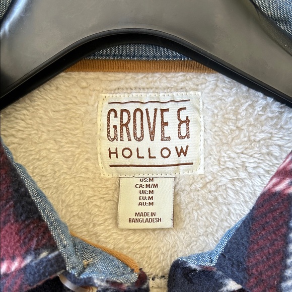 Men's Blue and Red Plaid Shirt Jacket - Picture 3 of 10